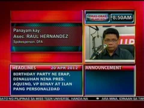 DB: Panayam ng DzBB kay DFA Spokesperson Asec. Raul Hernandez (042012)