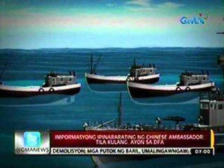 24 Oras: Standoff sa Panatag Shoal, idudulog ng DFA sa Amerika