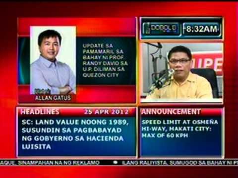 DB: Update sa pamamaril sa bahay ni Prof. Randy David sa U.P. Diliman sa Q.C.