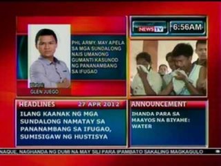 DB: PHL Army, may apela sa mga sundalong nais gumanti kasunod ng pananambang sa Ifugao (042712)