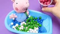 Learn Colors Counting Baby Doll Bath Time Playing with Peppa Pig Gumballs