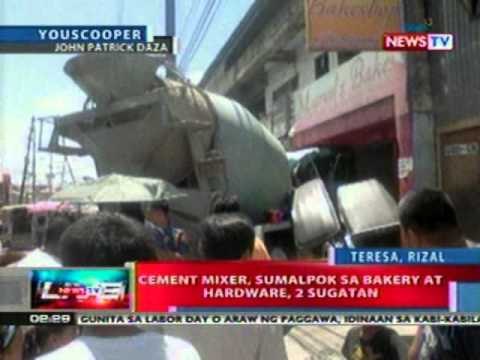 NTL: Cement mixer sa Rizal, sumalpok sa bakery at hardware, 2 sugatan
