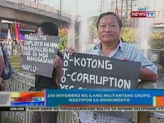 NTG: 200 miyembro ng ilang militanteng grupo, nagtipon sa Monumento (050112)