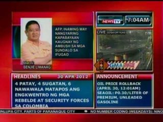 DB: AFP, inaming may nangyaring kapabayaan kaugnay ng ambush sa mga sundalo sa Ifugao (043012)