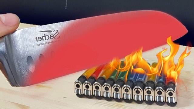 TOP 50 EXPERIMENTS Glowing 1000 degree KNIFE vs FIRECRACKERS, GUNPOWDER, LIGHTERS and More!