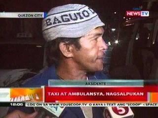 BT: Taxi at ambulansya sa QC, nagsalpukan