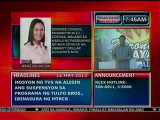 DB: Defense: Pagbibitiw ni Corona, malabo sa kabila ng pagbunyag ng detalye ng dollar accounts niya