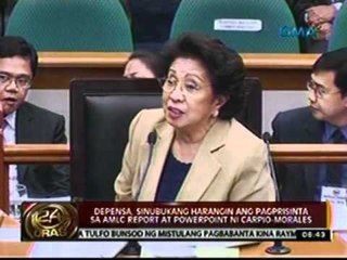 Depensa, sinubukang harangin ang pagprisinta sa AMLC report at sa powerpoint ni Carpio-Morales