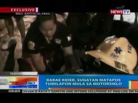NTG: EXCLUSIVE: Babaeng rider, sugatan matapos tumilapon mula sa motorsiklo sa Pasig (051412)