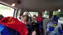 Superhero CARPOOL RIDE DANCE PARTY! Spiderman Batman Superman Dog Wonder Woman FUNNY VIDEO | Comics