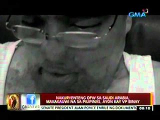 24 Oras: Nakuryenteng OFW sa Saudi Arabia, makakauwi na sa Pilipinas, ayon kay VP Binay