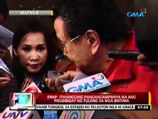 24 Oras: Mga biktima ng sunog, nagkagulo nang mamigay si Erap ng relief goods at pera