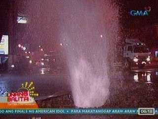 UB: Main pipeline ng Maynilad, tumagas matapos tamaan ng mga naghuhukay ng poste ng Meralco (051712)