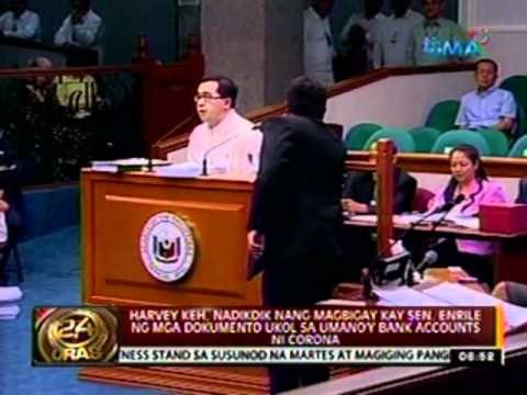 Harvey Keh, nadikdik nang magbigay kay Sen. Enrile ng dokumento sa umano'y bank accounts ni Corona