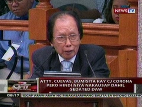 QRT: Atty. Cuevas, bumisita kay CJ Corona pero hindi niya nakausap dahil sedated daw