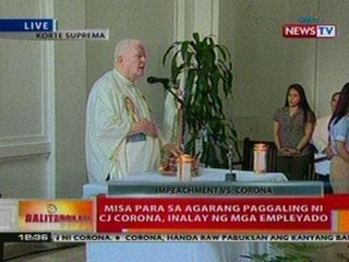 BT: Misa para sa agarang paggaling ni CJ   Corona, inalay ng mga empleyado ng SC