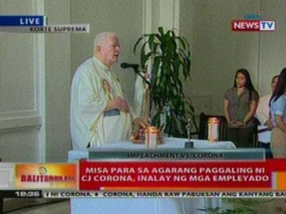 BT: Misa para sa agarang paggaling ni CJ   Corona, inalay ng mga empleyado ng SC