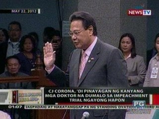 OC: CJ Corona, di pinayagan ng doktor na   dumalo sa impeachment trial ngayong hapon