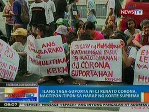 NTG: Ilang taga-suporta ni Corona, nagtipon-tipon sa harap ng SC (052212)