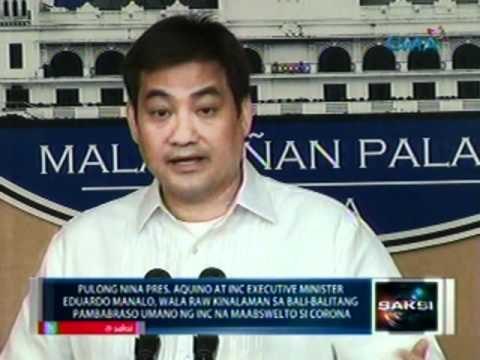 Saksi: PNoy at INC executive minister, napag-usapan ang impeachment trial ni Corona sa pulong kanina