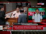 QRT: CJ Corona, muling sumalang sa impeachment   trial
