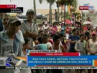 NTG: Update sa mga taga-Samal, Bataan na tinututukan ang result show ng American Idol Season 11