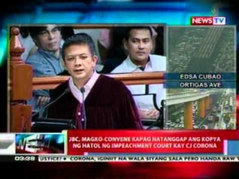 NTL: JBC, magko-convene kapag natanggap ang kopya ng hatol ng impeachment court kay CJ Corona