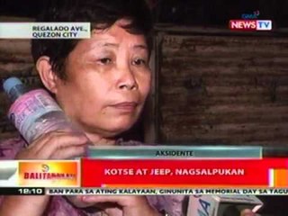 BT: Kotse at jeep, nagsalpukan (QC)