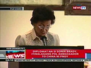 NTL: Diplomat na si Sonia Brady, itinalagang PHL ambassador to China ni PNoy