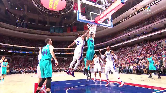 Joel Embiid Rejects TWO Cody Zeller Dunk Attempts 01.13.17