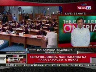 QRT: Senator-judges, naghahanda na para sa   pagboto bukas