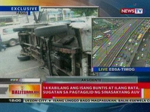 BT: 14 kabilang ang buntis at mga bata, sugatan sa pagtagilid ng sinasakyang AUV sa Pasig