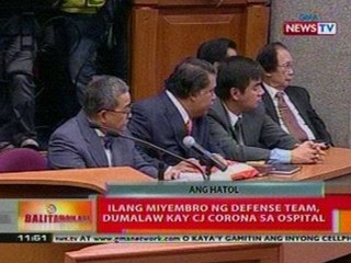 BT: Ilang miyembro ng defense team, dumalaw   kay CJ Corona sa ospital