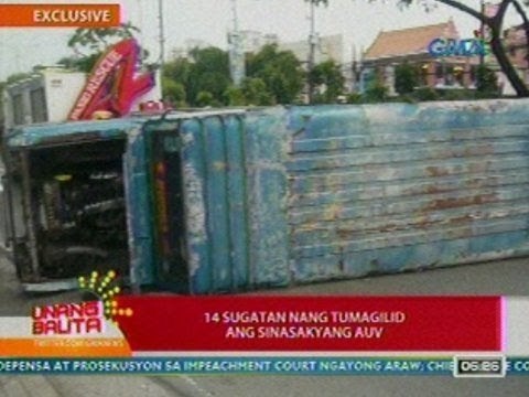 UB: EXCLUSIVE: 14 sugatan nang tumagilid ang sinasakyang AUV sa C5, Pasig City