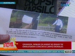 UB: Granada, iniwan sa harap ng bahay ni Ombudsman Conchita Carpio-Morales