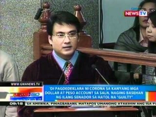 Corona, hinatulang 'Guilty' ng 20 senador sa article 2 ng impeachment complaint