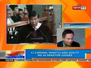 CJ Corona, hinatulang guilty ng 20 senator-judge
