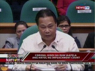 SONA: Corona, hindi na raw iaapela ang hatol ng impeachment court