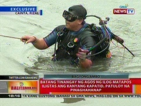 BT: Batang tinangay ng agos ng ilog nang iligtas ang kapatid sa Cainta, patuloy na pinaghahanap