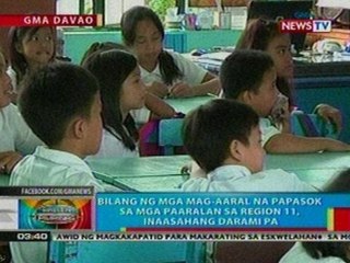 BP:  Bilang ng mga mag-aaral na papasok sa   mga paaralan sa Region 11, inaasahang   darami pa