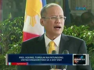 Saksi: PNoy, tumulak na patungong UK para sa 3-day visit