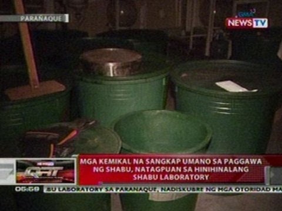QRT:  Mga kemikal sa sangkap sa paggawa ng   shabu, natagpuan sa shabu lab sa   Parañaque