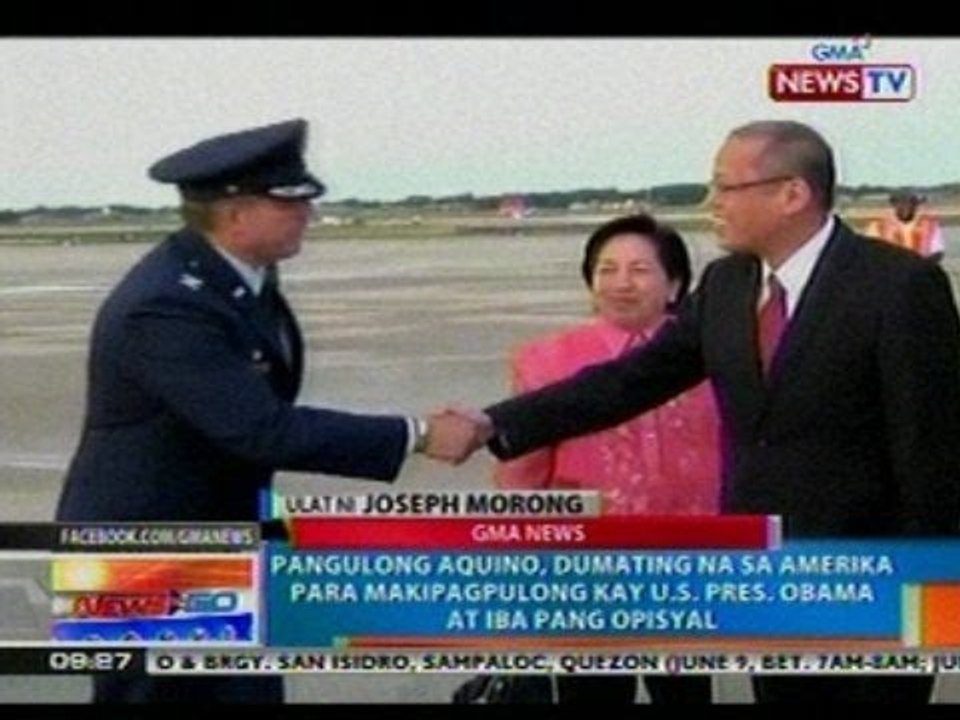 NTG: PNoy, dumating na sa Amerika para makipagpulong kay US Pres. Obama at iba pang opisyal