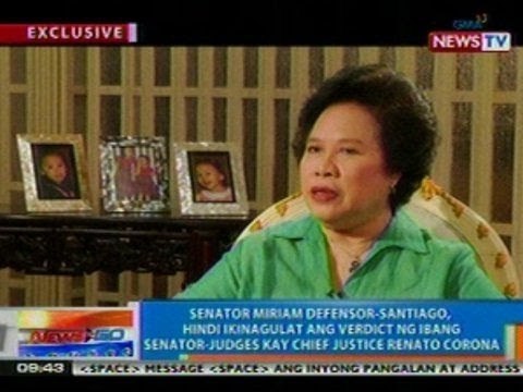 NTG: EXCLUSIVE: Sen. Santiago, hindi ikinagulat ang verdict ng ibang senator-judges kay Corona