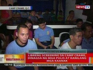 BT: Libreng screening ng Pacquiao-Bradley sa Camp Crame, dinagsa ng mga pulis at kanilang mga kaanak
