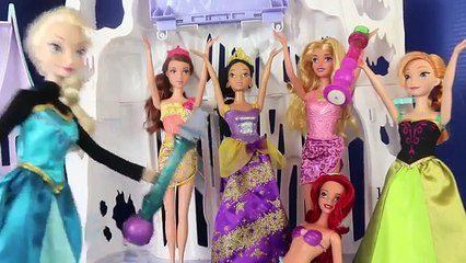 Frozen Color Change Elsa Anna and Barbie Color Changers Ariel Mermaid Aurora Belle DisneyCarToys