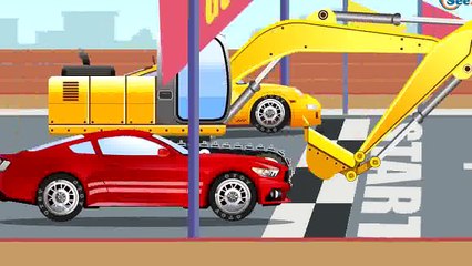 Cartoon für Kinder Der Streifenwagen mit dem Feuerwehrauto Animierter Zeichentrick in Deut