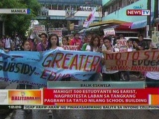 BT: Mahigit 500 estudyante ng Earist, nagprotesta vs tangkang pagbawi sa 3 nilang school building