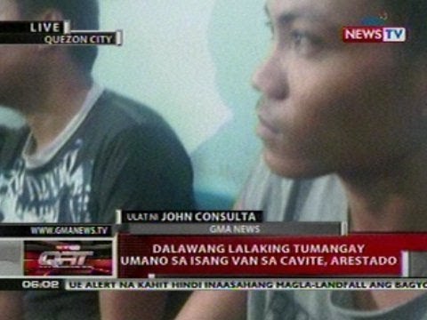 QRT: 2 lalaking tumangay sa isang van sa Cavite, arestado