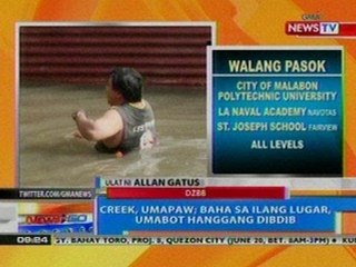 NTG: Creek, umapaw; baha sa ilang lugar sa Brgy. Roxas, QC, umabot hanggang dibdib